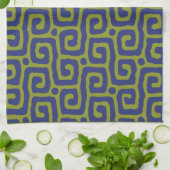 Groen & blauw abstract patroon theedoek (Gevouwen)