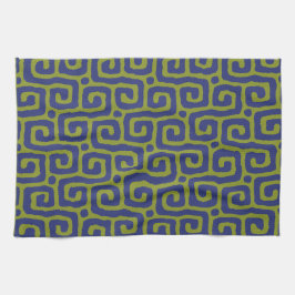 Groen & blauw abstract patroon theedoek