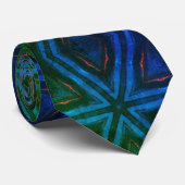 Groen blauw Abstract Star-patroon Stropdas (Opgerold)