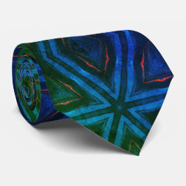 Groen blauw Abstract Star-patroon Stropdas