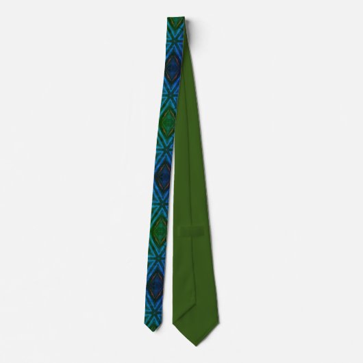 Groen blauw Abstract Star-patroon Stropdas (Achterkant)