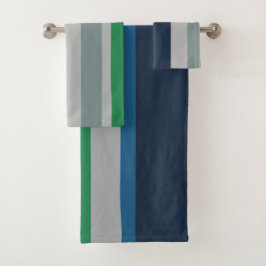 Groen Blauw Abstract Strepen Bad Handdoek