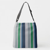 Groen Blauw Abstract Strepen Crossbody Tas (Achterkant)
