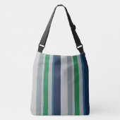 Groen Blauw Abstract Strepen Crossbody Tas (Voorkant)