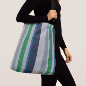 Groen Blauw Abstract Strepen Crossbody Tas (Dichtbij)
