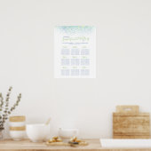 Groen blauw abstract waterverf trouwtafelplan poster (Keuken)