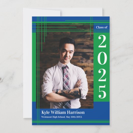 Groen blauw Afstuderen Kleur van school Foto gepla Kaart (Voorkant)