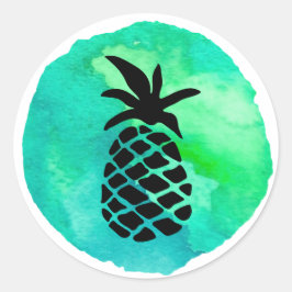 Groen Blauw Ananas Ontwerp Ronde Sticker