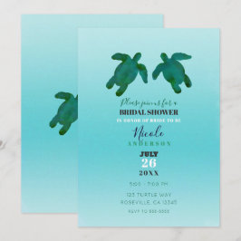 Groen Blauw Aquarel Oceanschildpadden Bruidsdouche Kaart