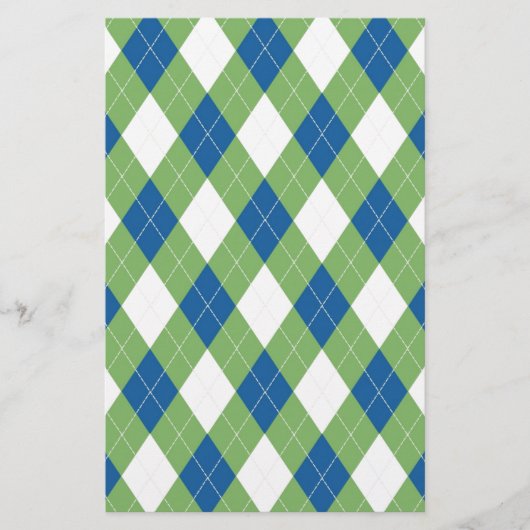 Groen blauw arglispatroon briefpapier (Voorkant)