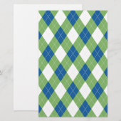 Groen blauw arglispatroon briefpapier (Voorkant / Achterkant)