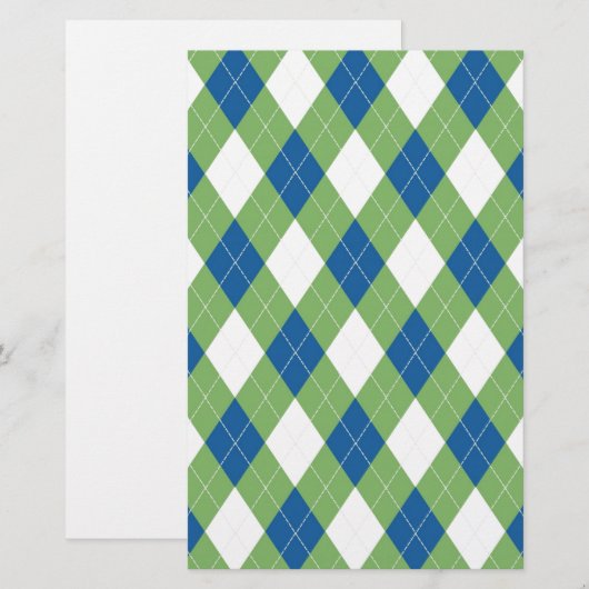 Groen blauw arglispatroon briefpapier (Voorkant / Achterkant)