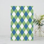 Groen blauw arglispatroon briefpapier (Staand voorkant)