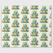 Groen Blauw Baby Dragon Fantasy Inpakpapier (Vlak)
