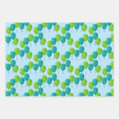 Groen Blauw Ballonnen Ontwerp Inpakpapier Vel (Voorkant 3)