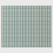 Groen Blauw Beige Plaid Mannen verjaardag Cadeaupapier (Vlak)