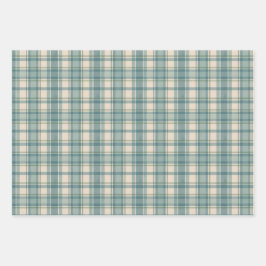 Groen Blauw Beige Plaid Mannen Verjaardag Vaderdag Inpakpapier Vel
