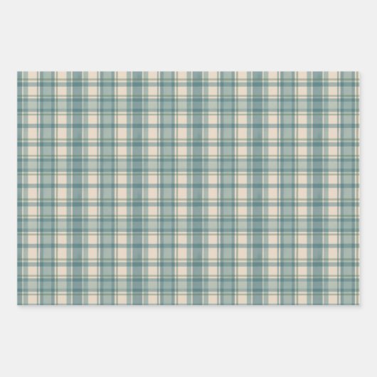 Groen Blauw Beige Plaid Mannen Verjaardag Vaderdag Inpakpapier Vel (Voorkant)