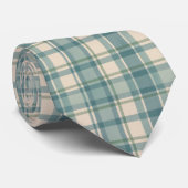Groen Blauw Beige Tartan Buffalo Plaid Mannen Stropdas (Opgerold)