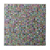 Groen-blauw 'Bijoux' getextureerd mozaïektegelpatr Tegeltje (Voorkant)