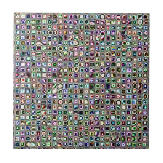 Groen-blauw 'Bijoux' getextureerd mozaïektegelpatr Tegeltje (Voorkant)