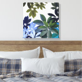 Groen & Blauw blad Ingewikkeld Canvas (Insitu (Slaapkamer))