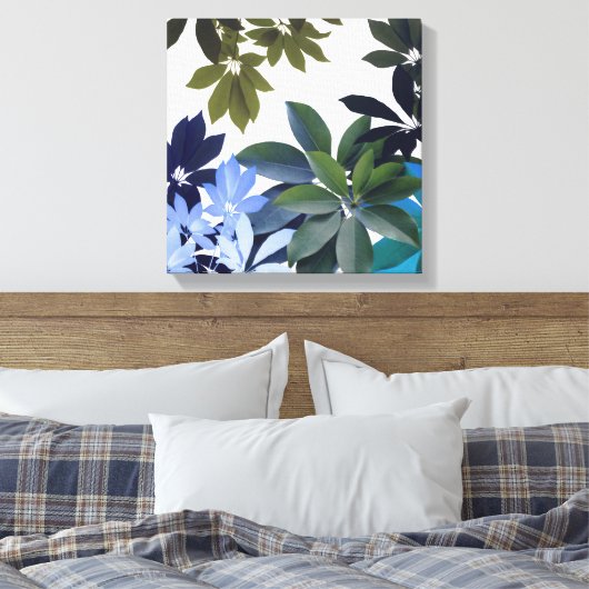 Groen & Blauw blad Ingewikkeld Canvas (Insitu (Slaapkamer))