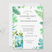 Groen Blauw Bladeren 40e Verjaardag Cocktail Party Kaart (Voorkant)