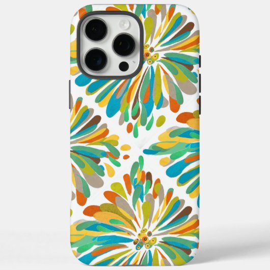 Groen Blauw Blauwgroen Geel Chrysant Case-Mate iPhone Case (Achterkant)