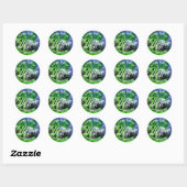 Groen Blauw Bloemen HAPPY MOEDERDAG Gepersonalisee Ronde Sticker (Vel)