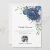 Groen Blauw Bloemen QR Code Moslim Bruiloft Kaart (Achterkant)