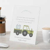 Groen blauw Boerderij tractorkinderen Verjaardag A Reclamebord Met Voetstuk (Insitu)