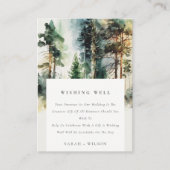 Groen blauw bos bos wishing Well Wedding Informatiekaartje (Voorkant)