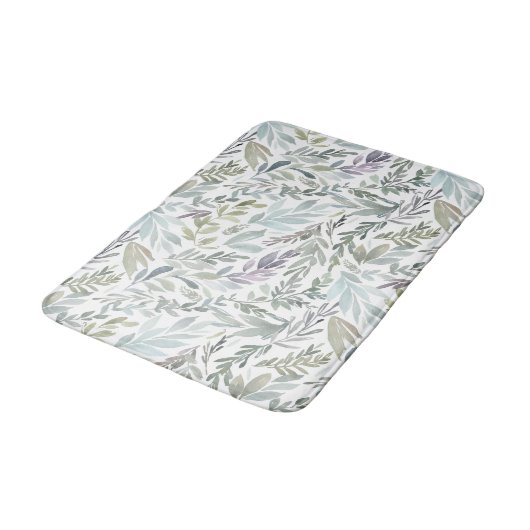 Groen Blauw Botanisch Aquarel Badmat (Gekanteld)