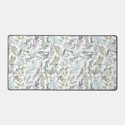 Groen Blauw Botanisch Aquarel Bureaumat (Voorkant)