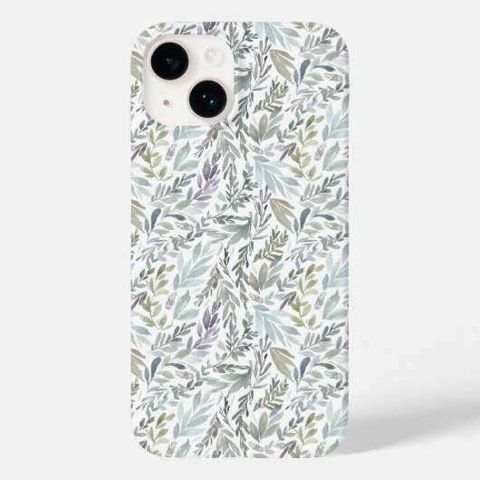 Groen Blauw Botanisch Aquarel Case-Mate iPhone Case (Achterkant)