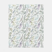 Groen Blauw Botanisch Aquarel Fleece Deken (Voorkant)