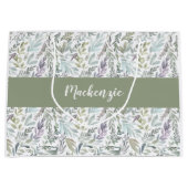 Groen Blauw Botanisch Aquarel Groot Cadeauzakje (Voorkant)