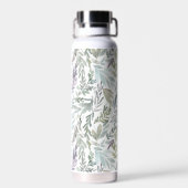 Groen Blauw Botanisch Aquarel Waterfles (Achterkant)