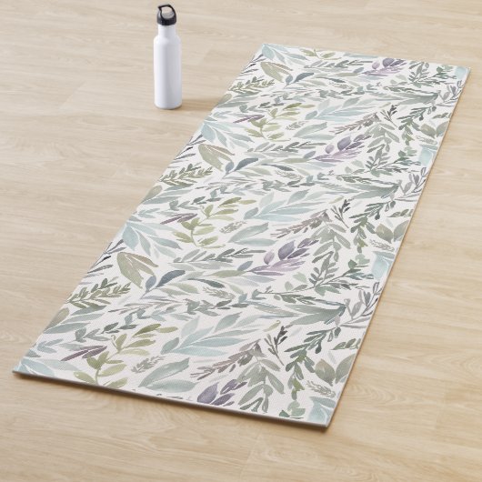 Groen Blauw Botanisch Aquarel Yogamat (In situ)
