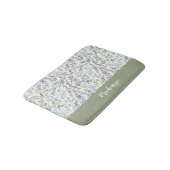 Groen Blauw Botanisch Waterverf Monogram Naam Badmat (Gekanteld)