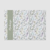Groen Blauw Botanisch Waterverf Monogram Naam Tissuepapier (Voorkant)
