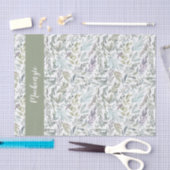 Groen Blauw Botanisch Waterverf Monogram Naam Tissuepapier (Craft)