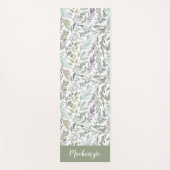 Groen Blauw Botanisch Waterverf Monogram Naam Yogamat (Voorkant)