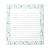 Groen Blauw Botanische Waterverf Bloemen Notitiebl Notitieblok (Voorkant)