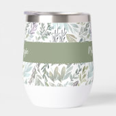 Groen Blauw Botanische Waterverf Monogram Naam (Rechts)