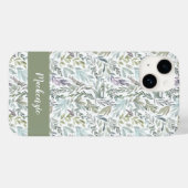 Groen Blauw Botanische Waterverf Monogram Naam Case-Mate iPhone Case (Achterkant (horizontaal))