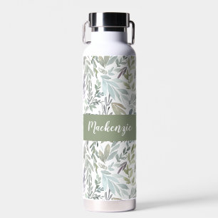 Groen Blauw Botanische Waterverf Monogram Naam Waterfles