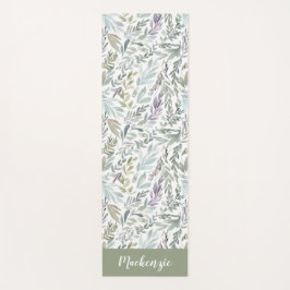 Groen Blauw Botanische Waterverf Monogram Naam Yogamat