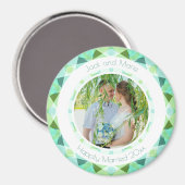  Groen Blauw Bruiloft Keepsake Foto Gift Magneet (Voorkant / Achterkant)